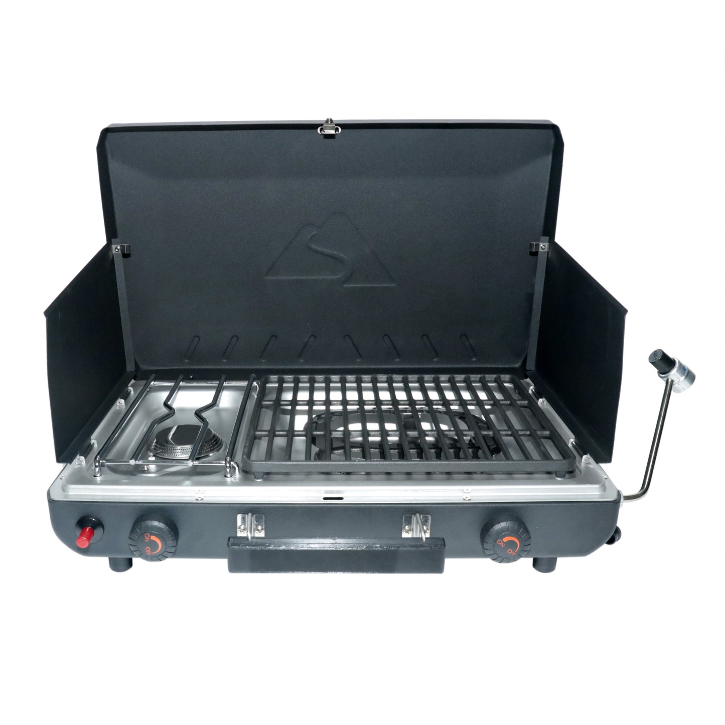 Propane 2-In-1 Portable 2 Burner Grill Camp Stove, Model GCT2220WB, New