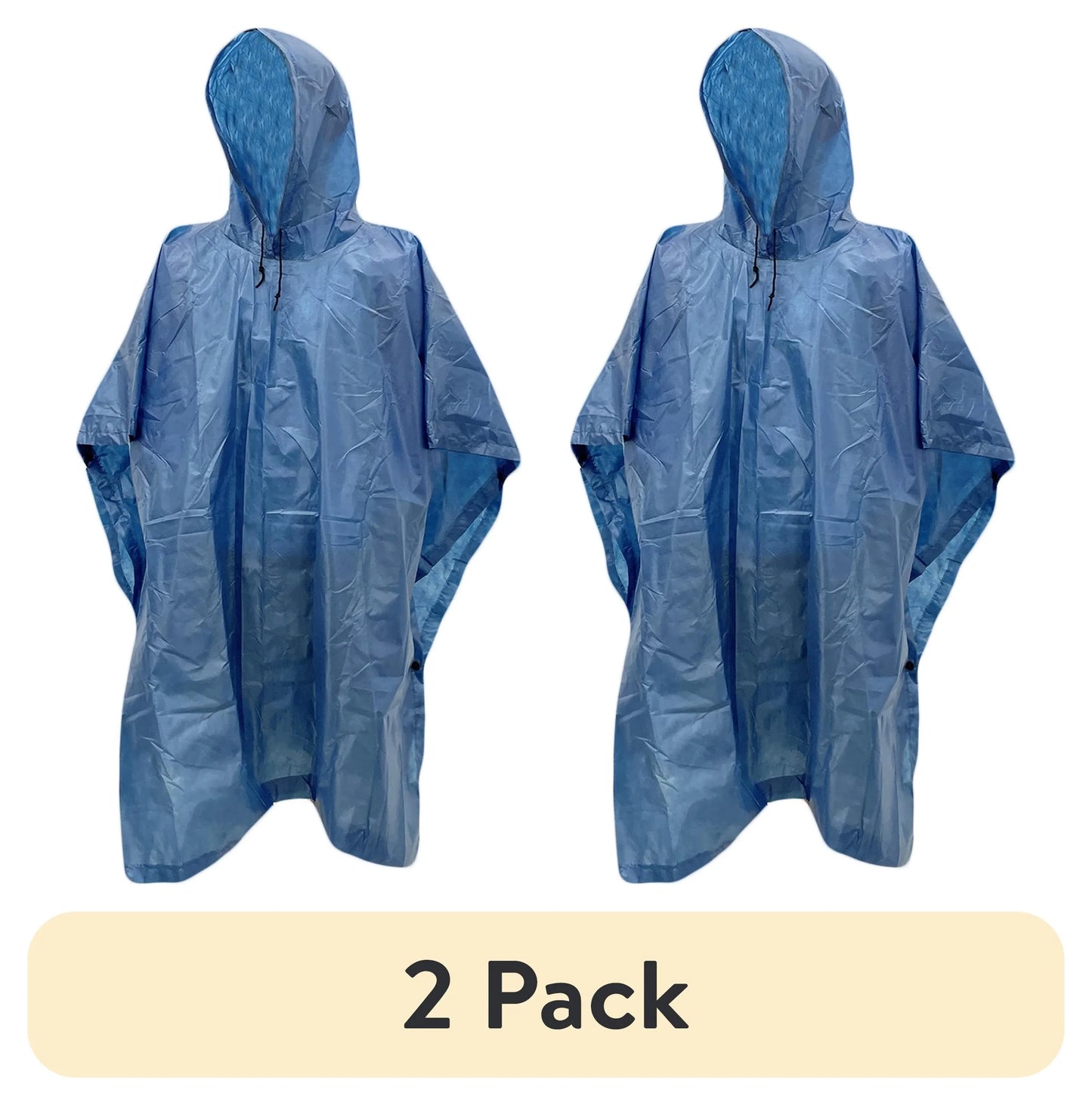 (2 Pack)  Adult Emergency Poncho - One Size Fits Most (Men or Women)