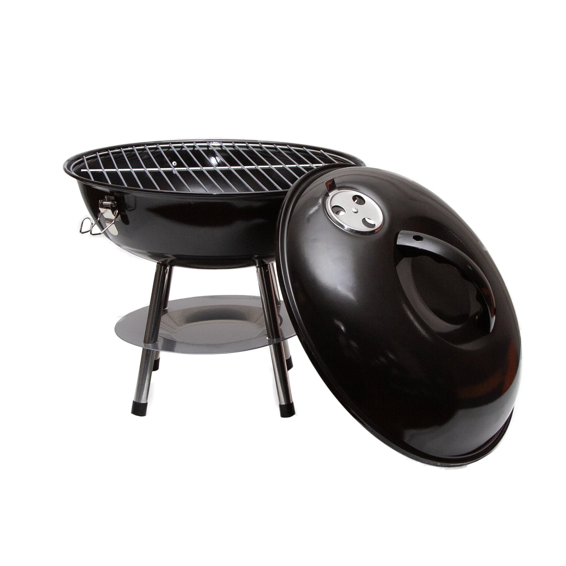 Portable 13.5" Charcoal Tabletop Grill, Dual Vent System, Ash Plate