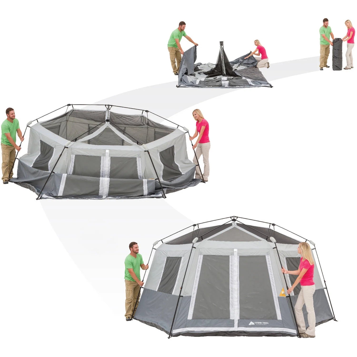 15' X 13' 8-Person Instant Hexagon Cabin Tent, 36.04 Lbs